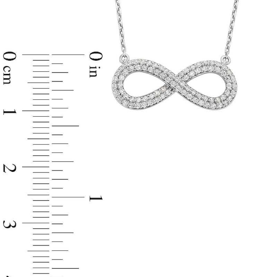 Zales 1/2 Ct. T.W. Diamond Double Row Sideways Infinity Necklace In Sterling Silver Necklaces