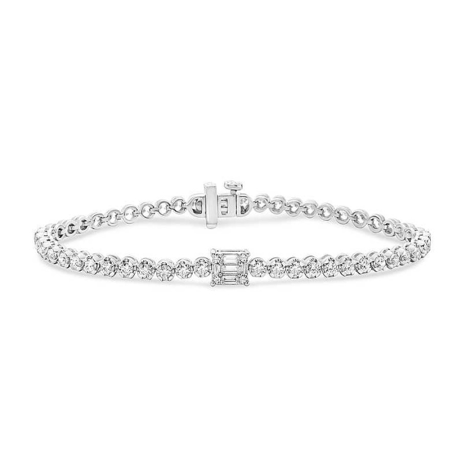 Zales 2-1/2 Ct. T.W. Princess Multi-Diamond Tennis-Style Bracelet In 10K White Gold Bracelets