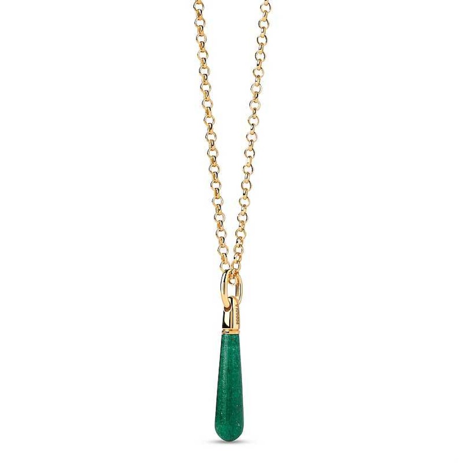 Zales Pdpaola At Zales Green Aventurine Medium Teardrop Hoop Earring And Necklace Charm In Sterling Silver And 18K Gold Plate Necklaces