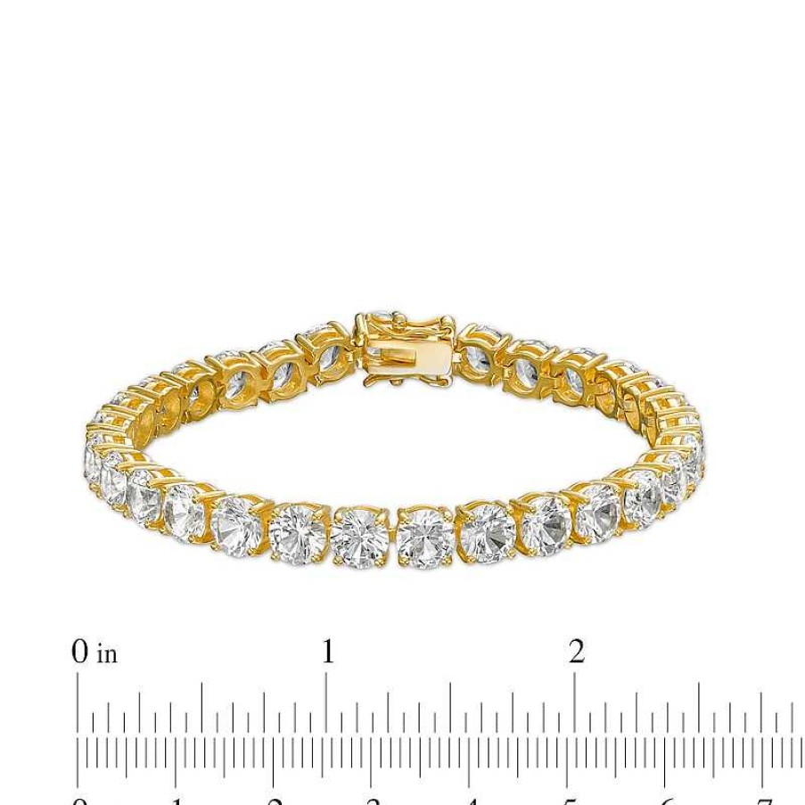 Zales 6.0Mm White Lab-Created Sapphire Tennis Bracelet In 18K Gold Over Silver - 7.25" Bracelets