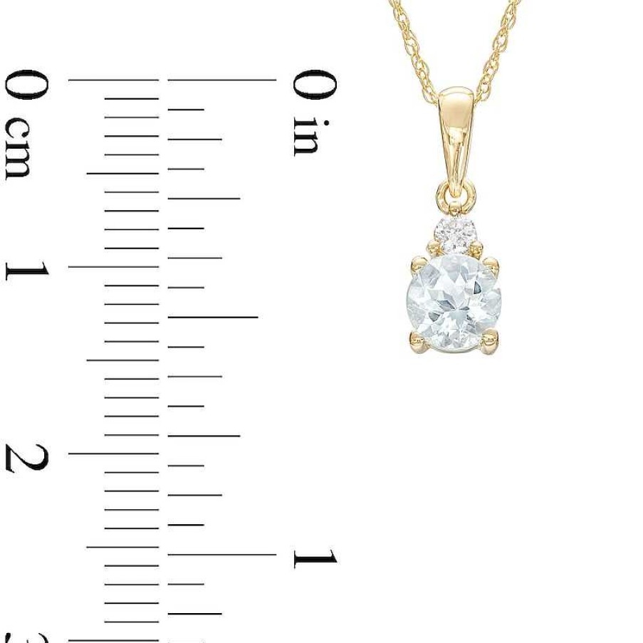 Zales Aquamarine And 1/15 Ct. T.W. Diamond Stacked Drop Pendant And Stud Earrings Set In 10K Gold Earrings