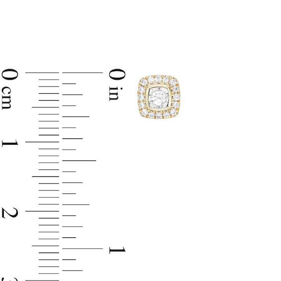 Zales 1/4 Ct. T.W. Diamond Cushion-Shaped Frame Stud Earrings In 10K Two-Tone Gold Earrings