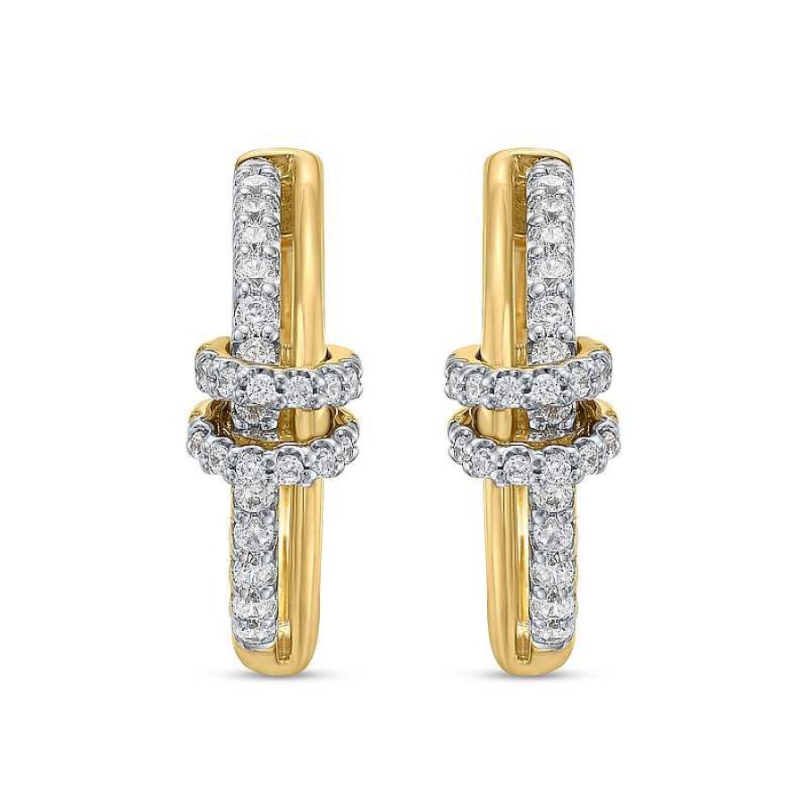 Zales 5/8 Ct. T.W. Certified Lab-Created Diamond Looped Hoop Earrings In Sterling Silver And 10K Gold Plate (I/Si2) Earrings