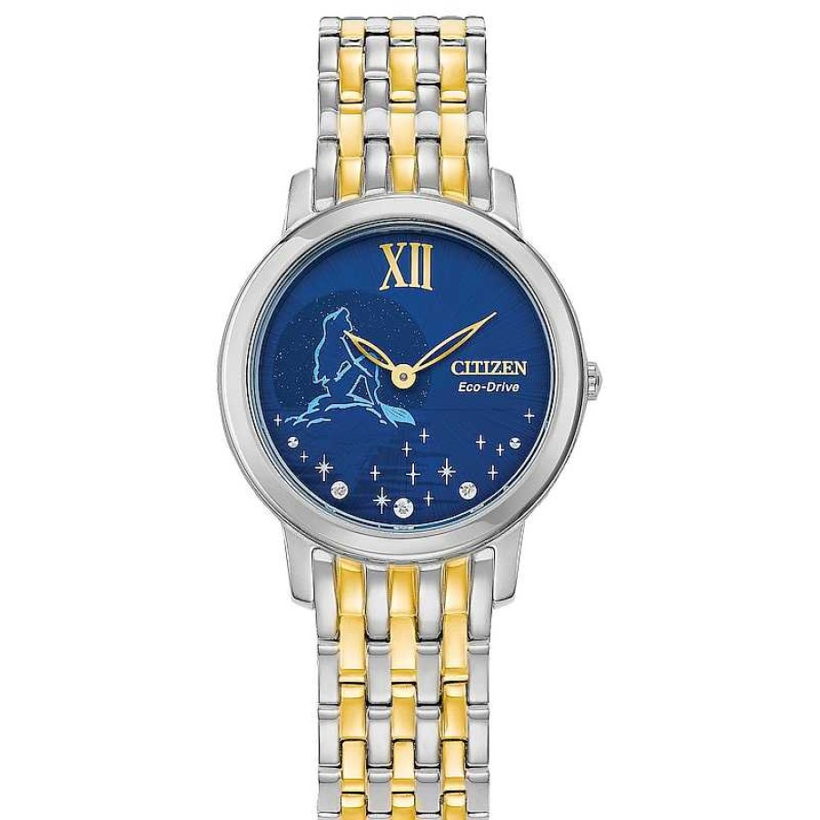 Citizen Ladies' Citizen Eco-Drive® Disney Ariel Diamond Accent Two-Tone Watch With Blue Dial (Model: Ex1499-50W) Watches