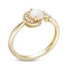 Zales 5.0Mm Opal And 1/20 Ct. T.W. Diamond Crescent Moon And Star Ring In 10K Gold Rings