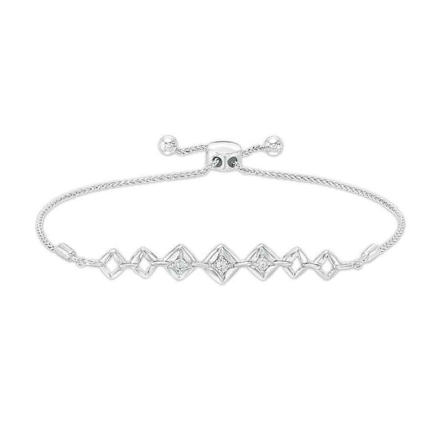 Zales Diamond Accent Journey Square Frame Bracelet In Sterling Silver - 9.5" Bracelets