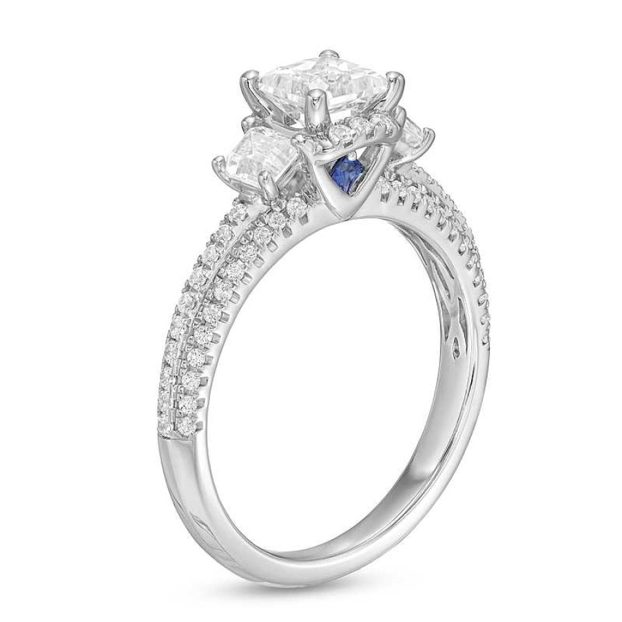 Zales Vera Wang Love Collection 1-1/2 Ct. T.W. Certified Princess-Cut Diamond Collar Engagement Ring In 14K White Gold (I/Si2) Rings