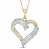 Zales 1/2 Ct. T.W. Baguette-Cut And Round Diamond Heart Pendant In 10K Gold Necklaces