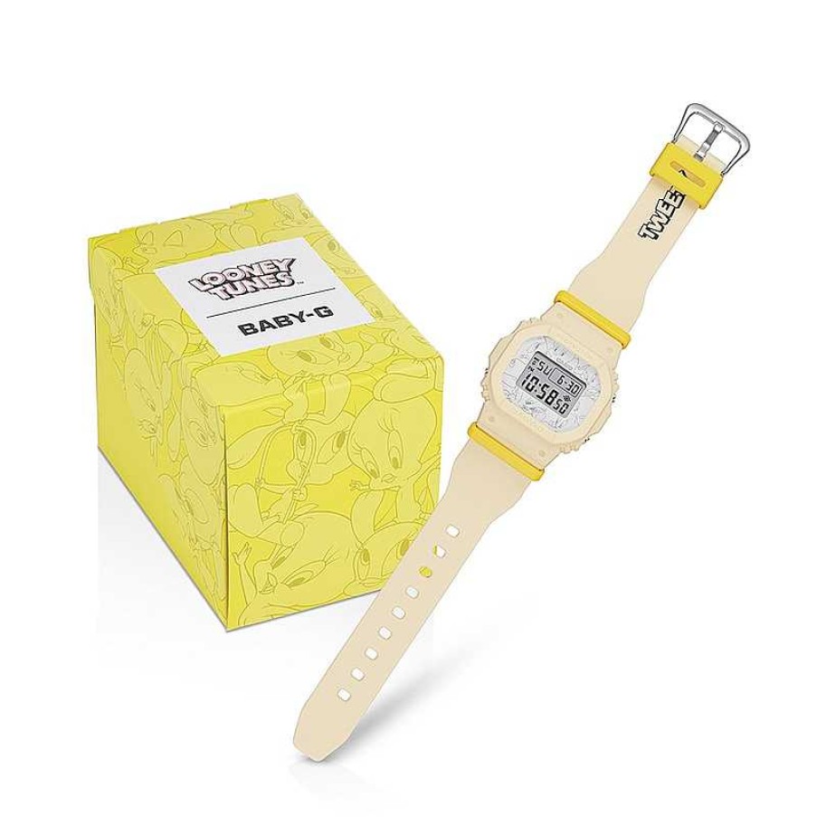 Casio G-Shock Ladies' Casio Baby-G Looney Tunes Tweety Yellow Resin Strap Watch With Octagonal Digital Dial (Model: Bgd565Tw-5) Watches