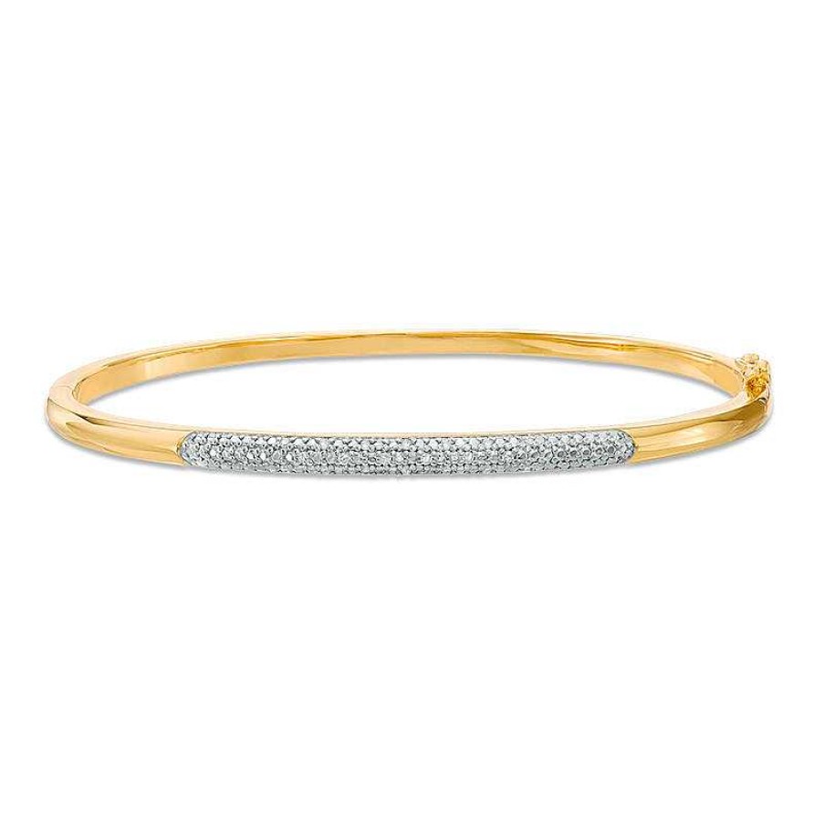 Zales 1/10 Ct. T.W. Diamond Bangle In Sterling Silver With 14K Gold Plate Bracelets