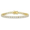 Zales 4.0Mm White Lab-Created Sapphire Tennis Bracelet In Sterling Silver With Yellow Rhodium - 7.25" Bracelets