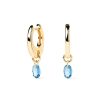 Zales Pdpaola At Zales Oval Blue Cubic Zirconia Dangle Hoop Earrings In Sterling Silver With 18K Gold Plate Earrings