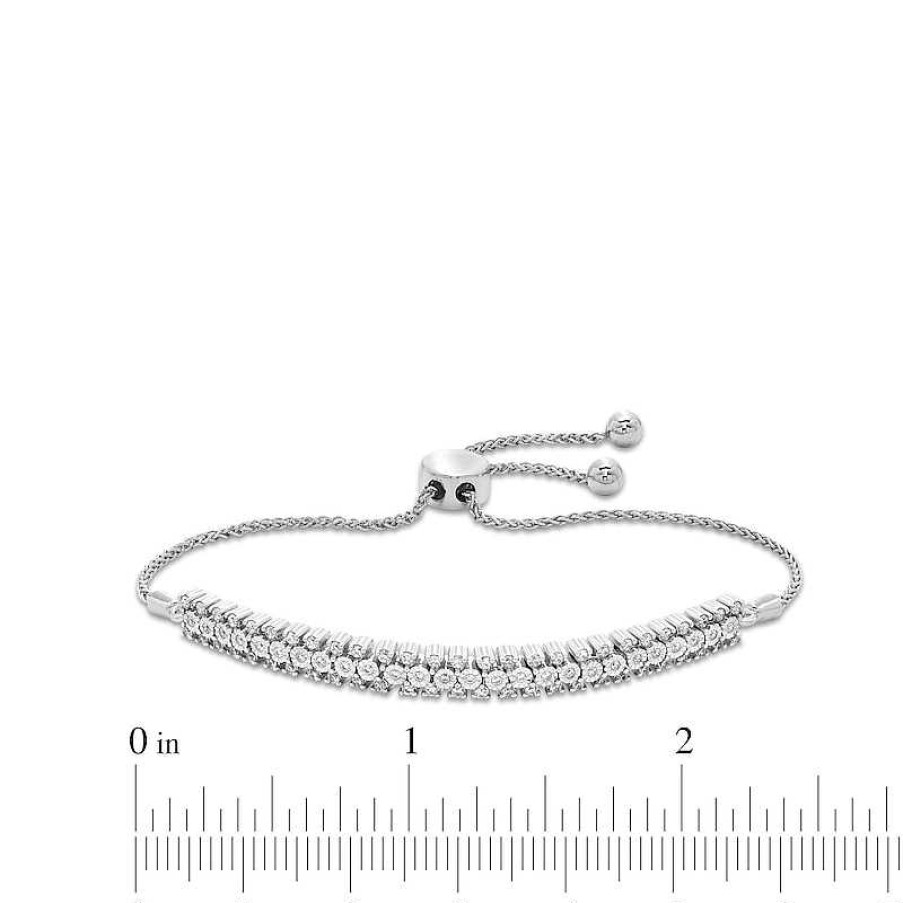 Zales 1/2 Ct. T.W. Diamond Miracle Multi-Row Bolo Bracelet In Sterling Silver - 9.5" Bracelets