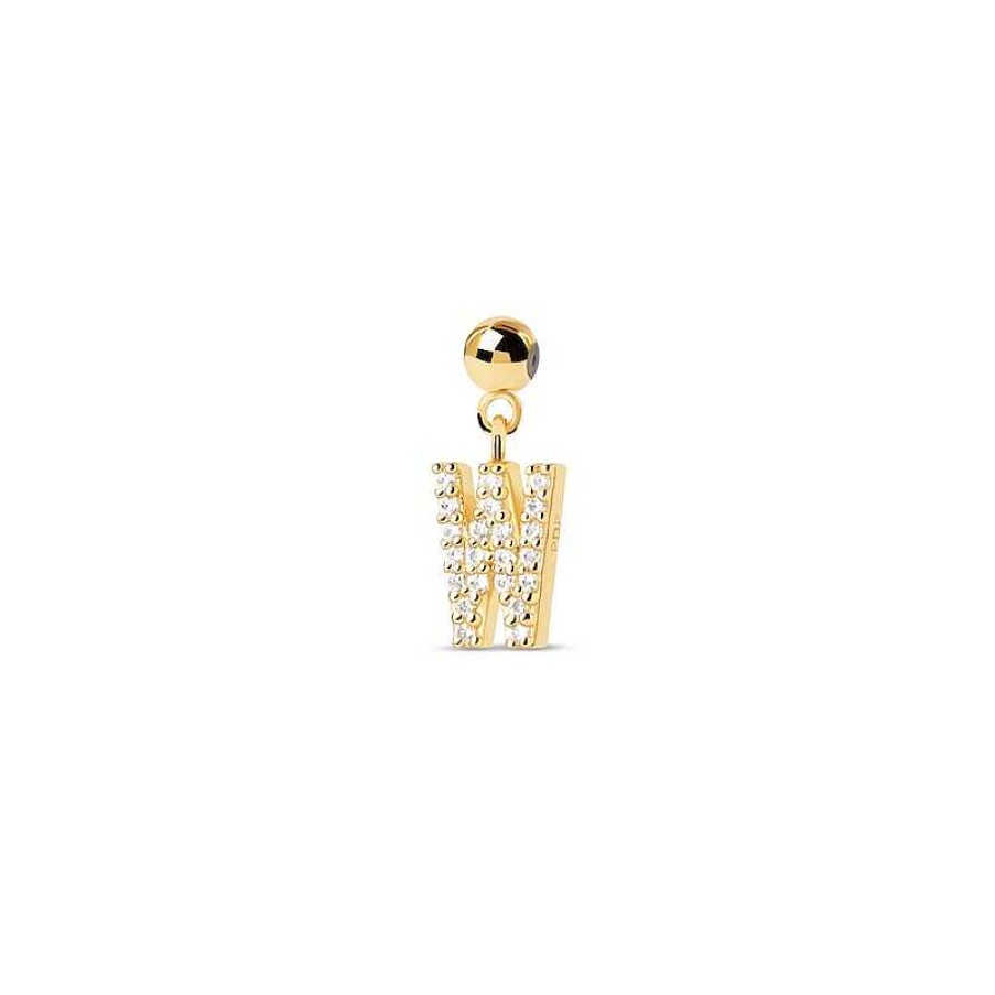 Zales Pdpaola At Zales Cubic Zirconia Letter "W" Initial Bead Charm In Sterling Silver With 18K Gold Plate Necklaces