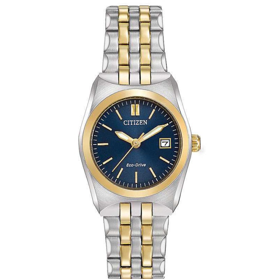 Citizen Ladies' Citizen Eco-Drive® Corso Two-Tone Watch With Dark Blue Dial (Model: Ew2294-53L) Watches