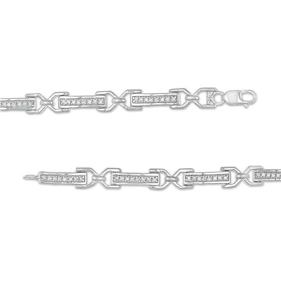 Zales 1/4 Ct. T.W. Diamond Bar "X" Link Bracelet In Sterling Silver - 7.5" Bracelets