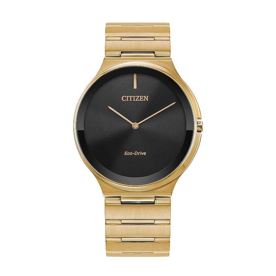 Citizen Citizen Eco-Drive® Stiletto Gold-Tone Watch With Black Dial (Model: Ar3112-57E) Watches