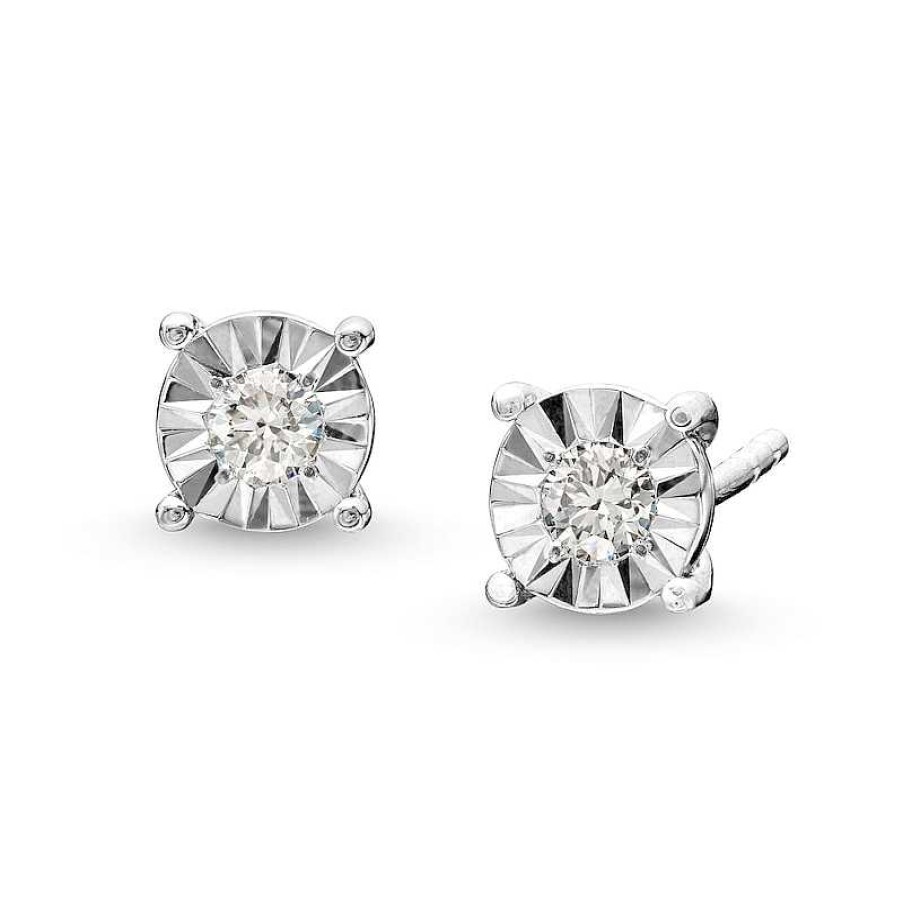 Zales 1/8 Ct. T.W. Certified Lab-Created Diamond Miracle Frame Solitaire Stud Earrings In Sterling Silver (I/Si2) Earrings