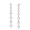 Zales Princess-Cut And Round White Lab-Created Sapphire Alternating Drop Earrings In Sterling Silver Earrings