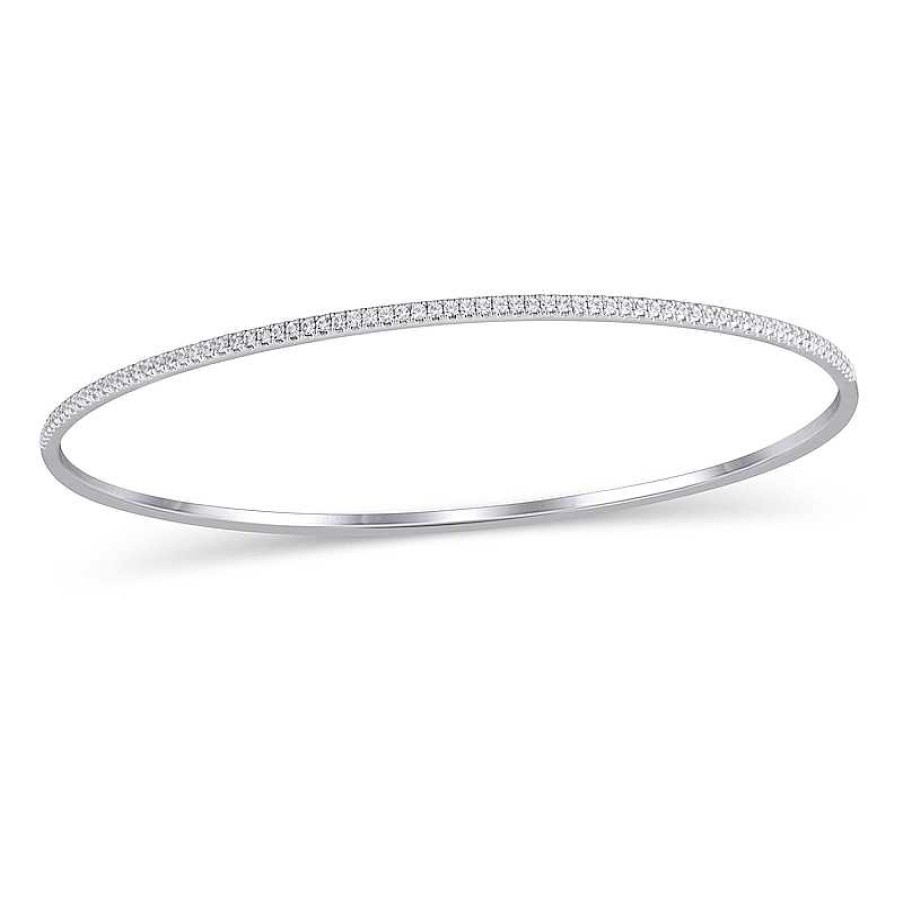 Zales 1/2 Ct. T.W. Diamond Line Bangle In 10K White Gold - 7.5" Bracelets