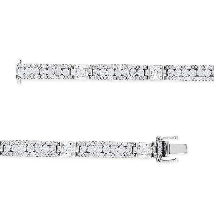 Zales 5 Ct. T.W. Diamond Edge Alternating Link Bracelet In 10K White Gold Bracelets