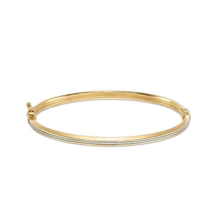 Zales 4.0Mm Glitter Bangle In Hollow 14K Gold - 7.25" Bracelets