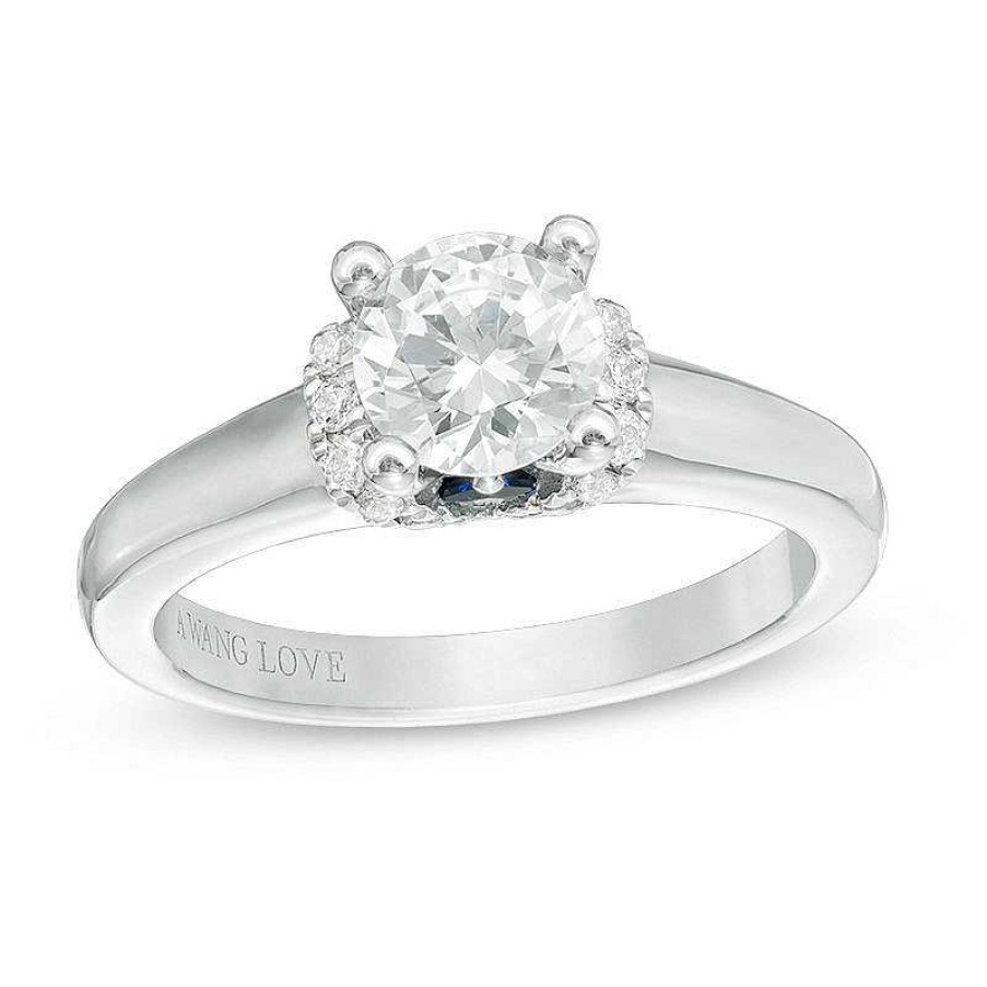 Zales Vera Wang Love Collection 1-1/10 Ct. T.W. Diamond Solitaire Collar Engagement Ring In 14K White Gold Rings