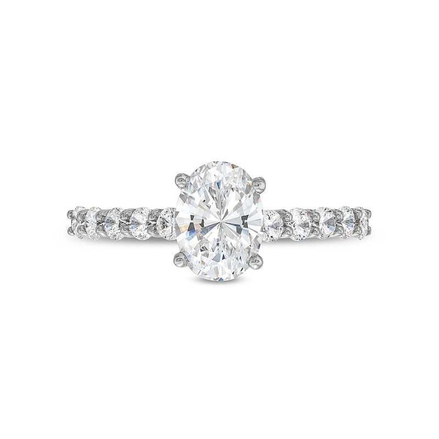 Zales 1-1/2 Ct. T.W. Certified Oval Lab-Created Diamond Engagement Ring In 14K White Gold (I/Si2) Rings