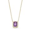 Zales Princess-Cut Amethyst And 1/10 Ct. T.W. Diamond Open Halo Pendant In 10K Gold Necklaces