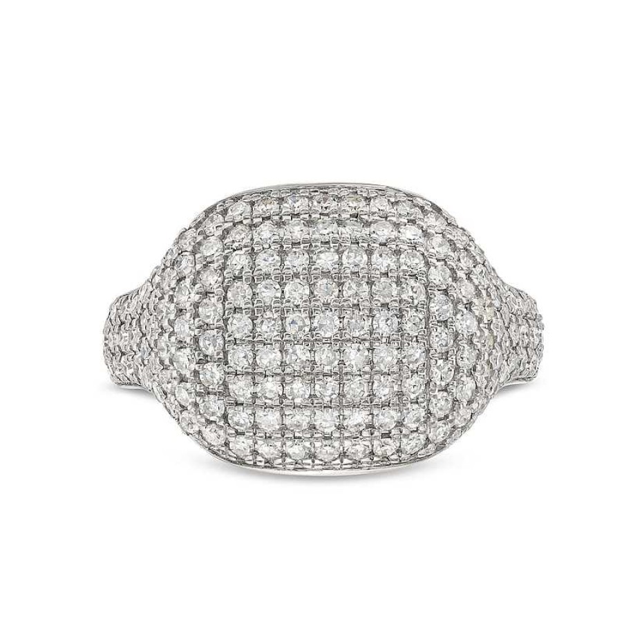 Zales 1 Ct. T.W. Diamond Signet Ring In 10K White Gold Rings