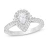 Zales Vera Wang Love Collection 3/4 Ct. T.W. Pear-Shaped Diamond Double Frame Engagement Ring In 14K White Gold Rings