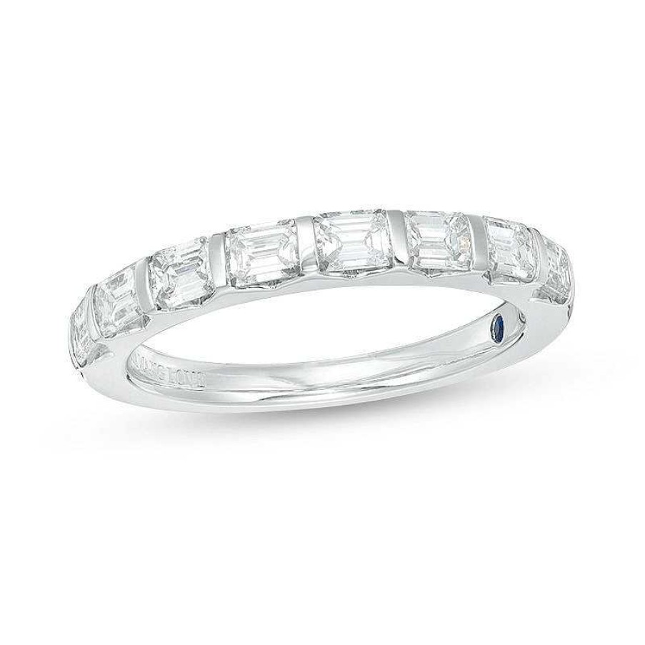 Zales Vera Wang Love Collection 3/4 Ct. T.W. Certified Emerald-Cut Diamond Band In 14K White Gold (I/Si2) Rings