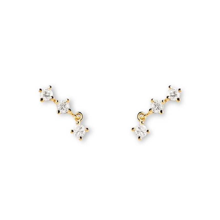 Zales Pdpaola At Zales 1/6 Ct. T.W. Lab-Created Diamond Trio Drop Single Stud Earring In 18K Gold Earrings