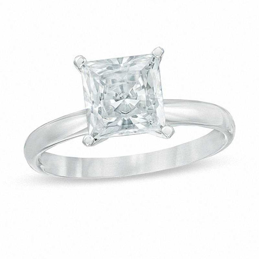 Zales 2 Ct. Certified Princess-Cut Diamond Solitaire Engagement Ring In 14K White Gold (I/I2) Rings