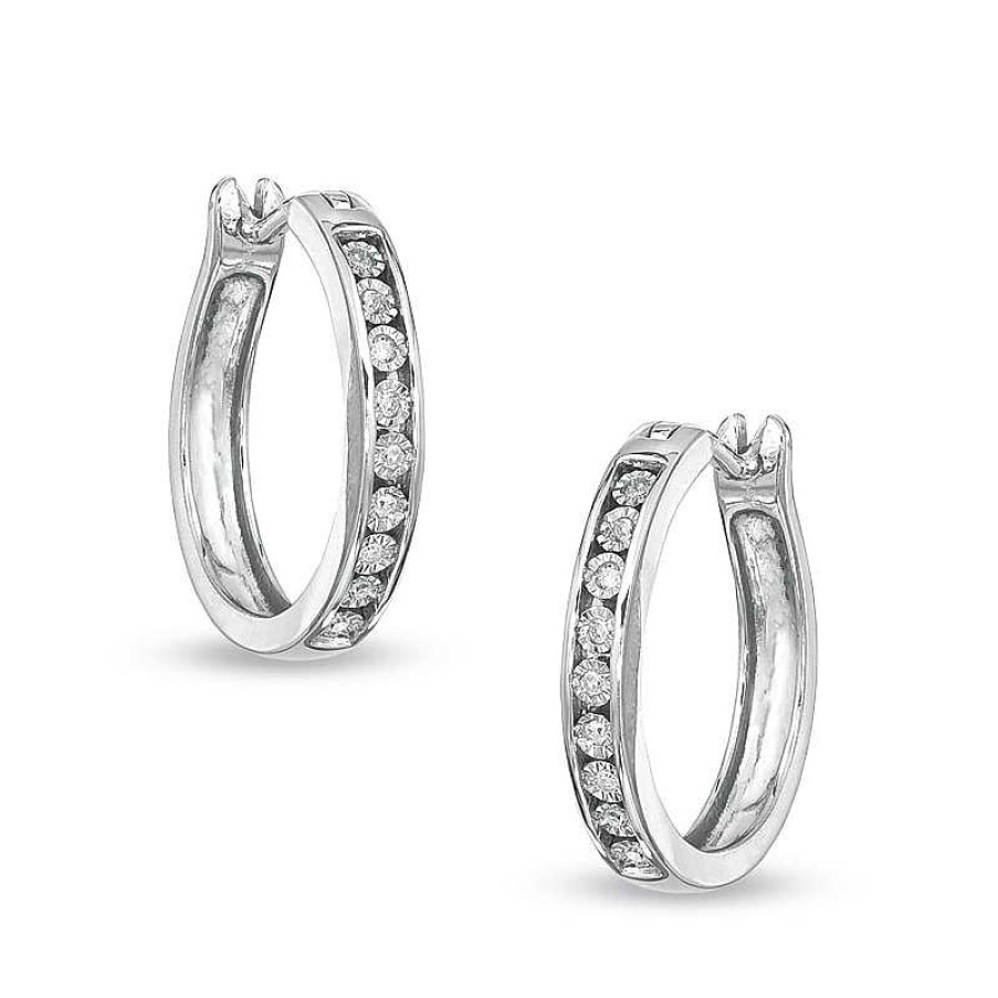 Zales Diamond Accent Hoop Earrings In Sterling Silver Earrings