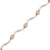 Zales 1/4 Ct. T.W. Diamond Cluster Station Bracelet In 10K Rose Gold Bracelets