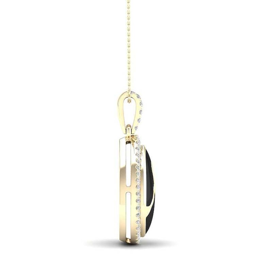 Zales 1/6 Ct. T.W. Diamond Edge Teardrop Black Kintsugi-Style Pendant In 10K Gold With Ceramic Necklaces