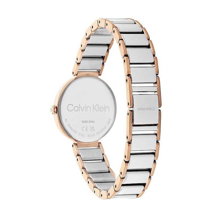 Calvin Klein Ladies' Calvin Klein Crystal Accent Two-Tone Ip Watch With White Dial (Model: 25200139) Watches