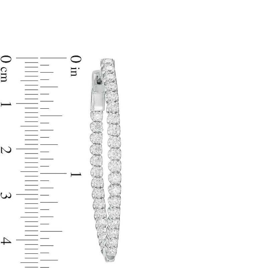 Zales 3 Ct. T.W. Certified Lab-Created Diamond Pointed Hoop Earrings In 10K White Gold (F/Si2) Earrings