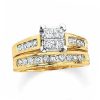 Zales 2 Ct. T.W. Quad Princess-Cut Diamond Bridal Set In 14K Gold Rings