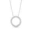 Zales 1 Ct. T.W. Certified Baguette Lab-Created Diamond Double Row Circle Pendant In 14K White Gold (F/Si2) Necklaces