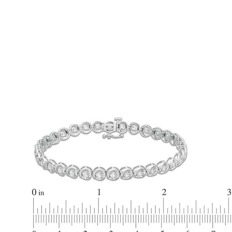 Zales 1 Ct. T.W. Diamond Circles Line Bracelet In 10K White Gold Bracelets