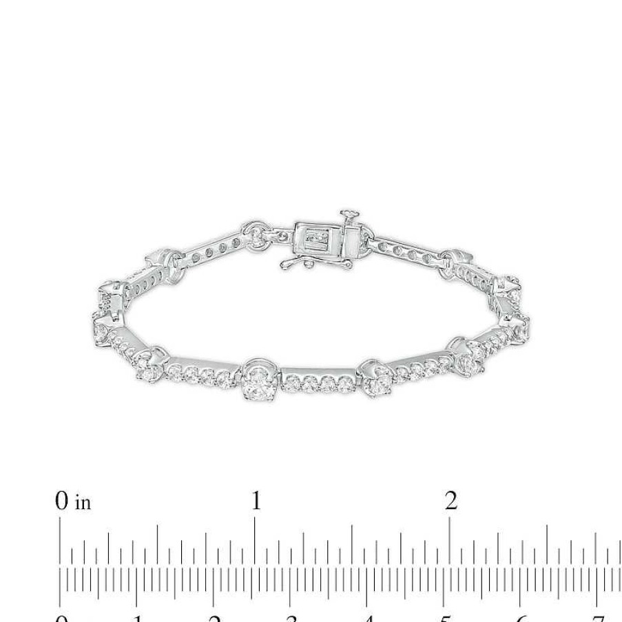 Zales 4 Ct. T.W. Certified Lab-Created Diamond Alternating Bracelet In 14K White Gold (F/Si2) Bracelets