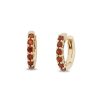 Zales Garnet Huggie Hoop Earrings In 10K Gold Earrings