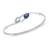 Zales Pear-Shaped Lab-Created Blue Sapphire And Diamond Accent Bangle In Sterling Silver Bracelets