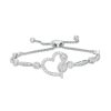 Zales 3/8 Ct. T.W. Diamond Tilted Heart With Infinity Bolo Bracelet In Sterling Silver - 9.0" Bracelets