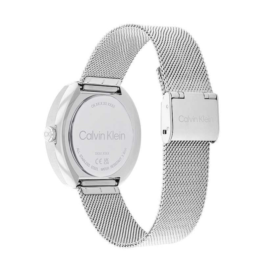 Calvin Klein Ladies' Calvin Klein Chronograph Mesh Watch With Gold-Tone Accent And Silver-Tone Sunray Dial (Model: 25200338) Watches