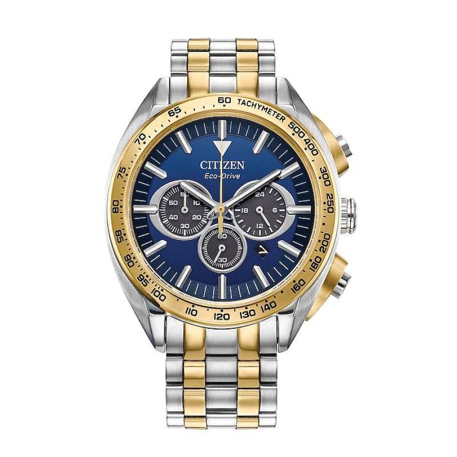 Citizen Men'S Citizen Eco-Drive® Carson Sport Luxury Two-Tone Chronograph Watch With Blue Dial (Model: Ca4544-53L) Watches