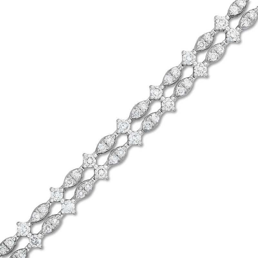 Zales 2-1/2 Ct. T.W. Lab-Created Diamond Two-Row Bracelet In 10K White Gold Bracelets