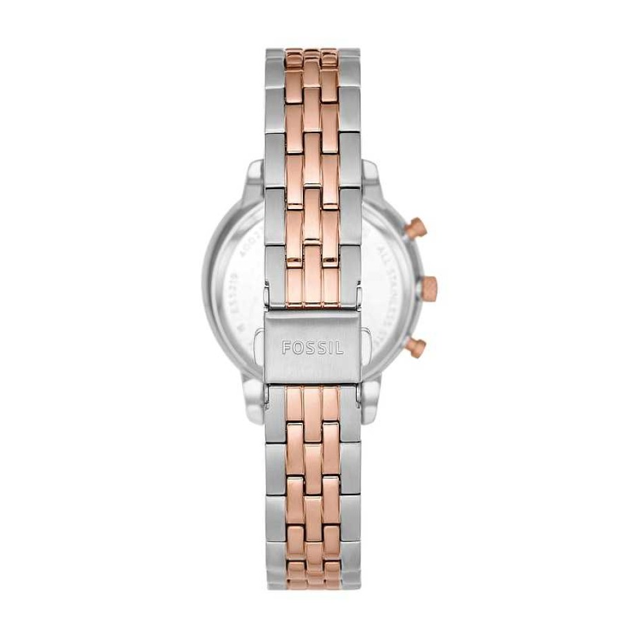 Fossil Ladies' Fossil Neutra Crystal Accent Rose Two-Tone Chronograph Watch With Mother-Of-Pearl Dial (Model: Es5279) Watches